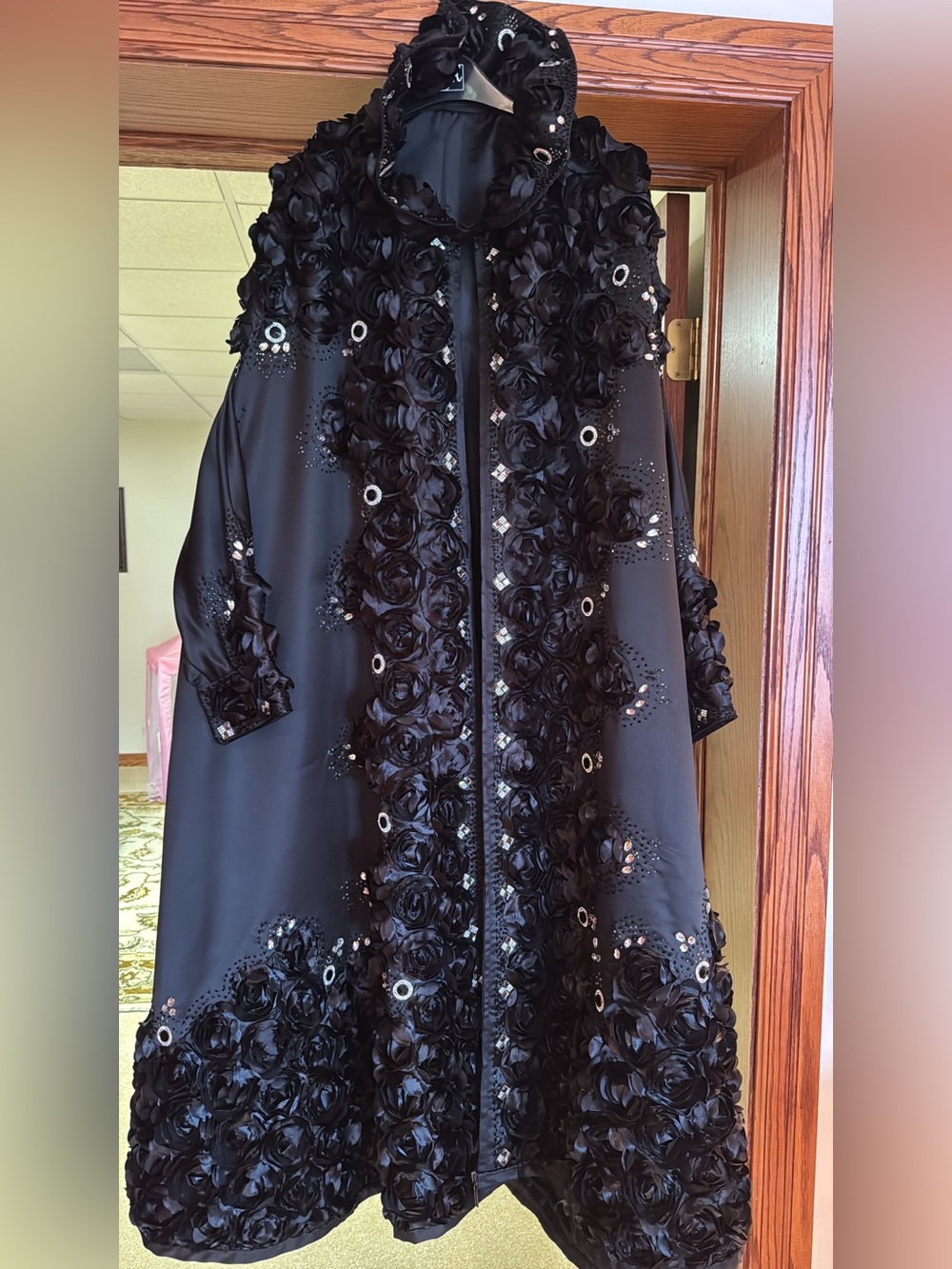 Custom Made Black Embellished Cape